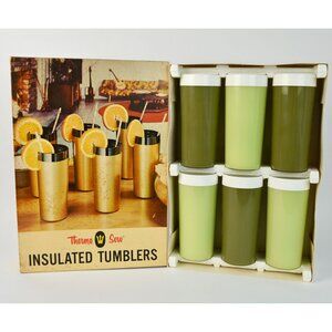 Therma Serv Sea Mist Vintage Insulated Tumblers Box NOS Set of 6